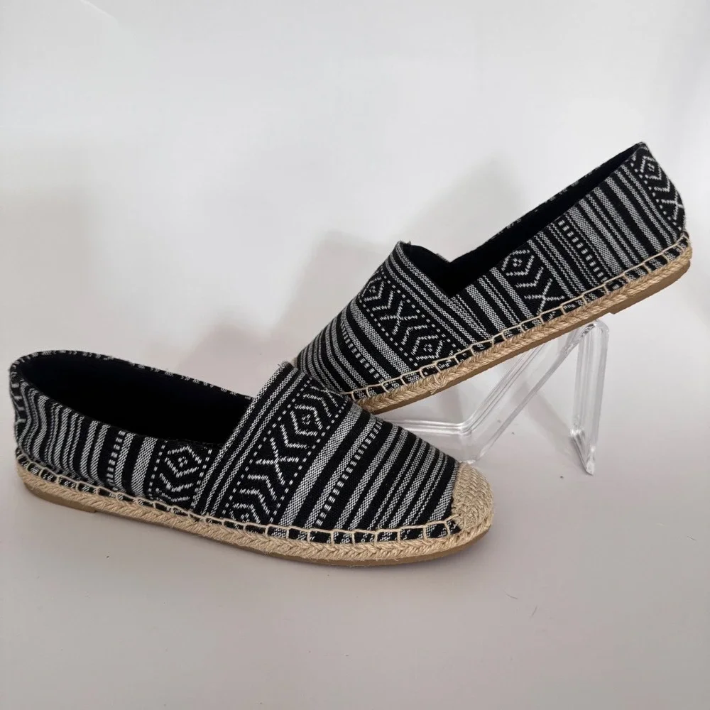 Minnetonka Black Woven Aztec Espadrille Slip‎ On Loafer Shoes Womens Size 6M